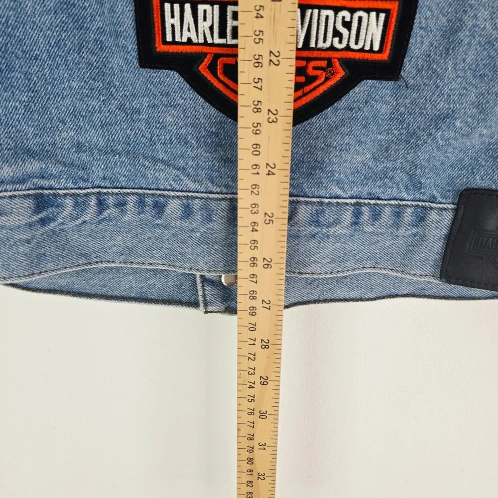 Harley-Davidson Mens Denim Vest Light Wash HOG Eagle Patches XL 98291-02VM